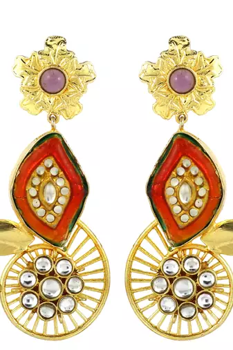 Gold finish amethyst earrings