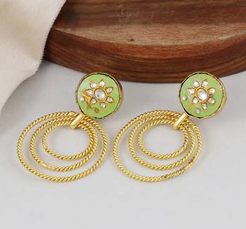 Gold finish meena dangle earrings 1