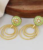 Gold finish meena dangle earrings