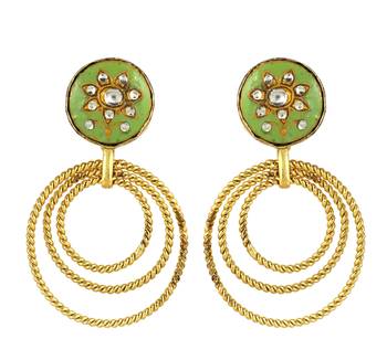 Gold finish meena dangle earrings 2