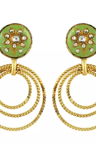 Gold finish meena dangle earrings
