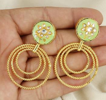 Gold finish meena dangle earrings 3