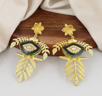 Gold finish ethnic style earrings 1