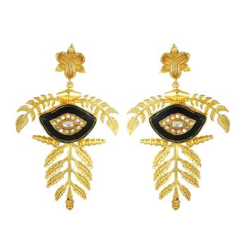 Gold finish ethnic style earrings 2
