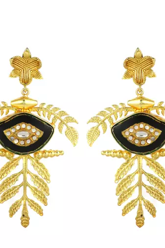 Gold finish ethnic style earrings