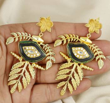 Gold finish ethnic style earrings 3
