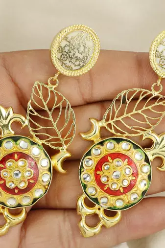 Gold finish designer earrings