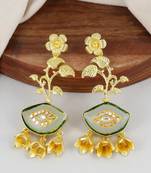 Gold finish flower design earrings