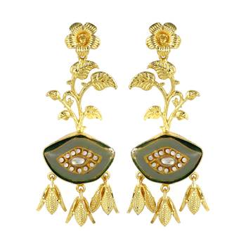 Gold finish flower design earrings 2