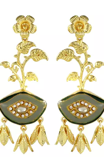 Gold finish flower design earrings