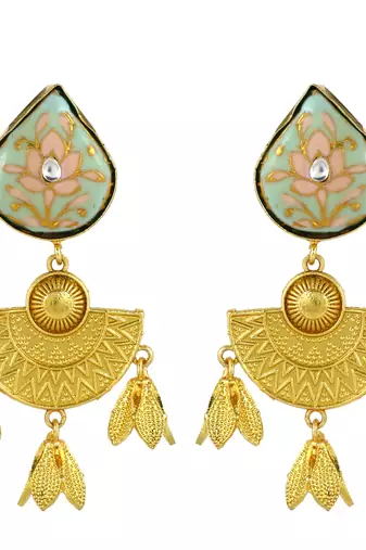 Gold finish teardrop earrings