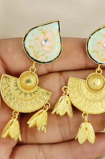 Gold finish teardrop earrings