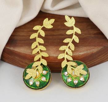 Gold finish leaf designer earrings 1