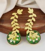 Gold finish leaf designer earrings