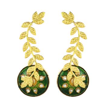 Gold finish leaf designer earrings 2