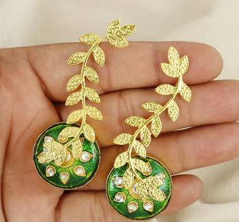 Gold finish leaf designer earrings 3