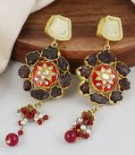 Gold finish garnet rough earrings