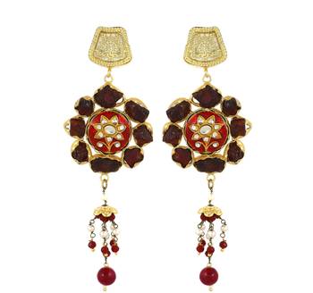 Gold finish garnet rough earrings 2