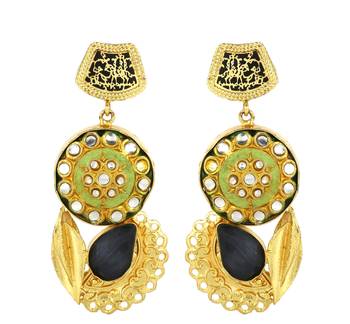 Gold finish blue sapphire earrings 2