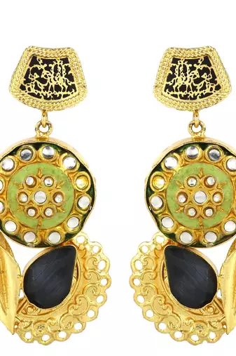 Gold finish blue sapphire earrings