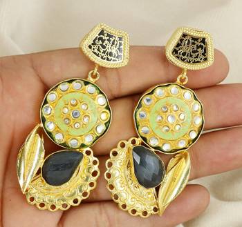 Gold finish blue sapphire earrings 3
