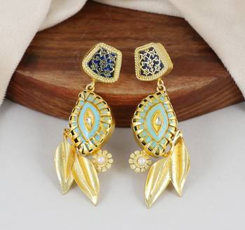 Gold finish meena vintage earrings 1