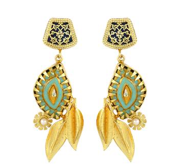 Gold finish meena vintage earrings 2