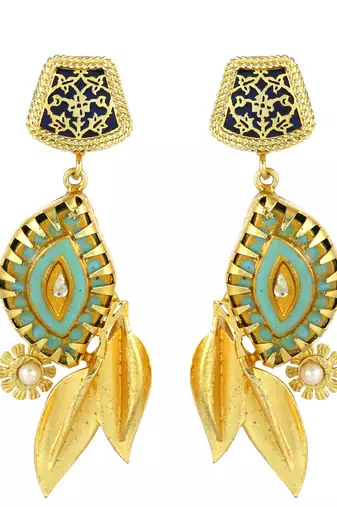 Gold finish meena vintage earrings