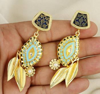 Gold finish meena vintage earrings 3