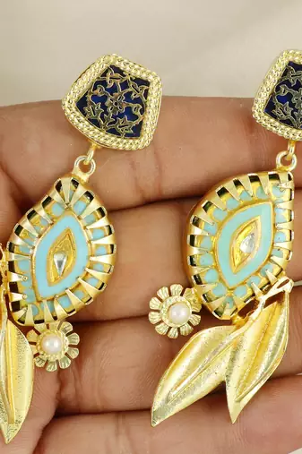Gold finish meena vintage earrings