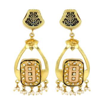 Gold finish meena teardrop earrings 2