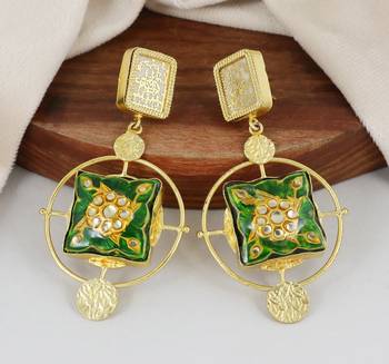 Gold finish meenakari dangle earrings 1