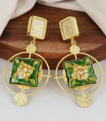 Gold finish meenakari dangle earrings