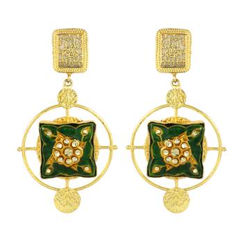 Gold finish meenakari dangle earrings 2