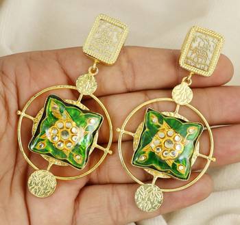 Gold finish meenakari dangle earrings 3