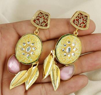 Gold finish pink sapphire earrings 3