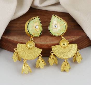 Gold finish ethnic look earrings 1