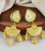 Gold finish ethnic look earrings