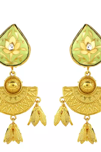 Gold finish ethnic look earrings