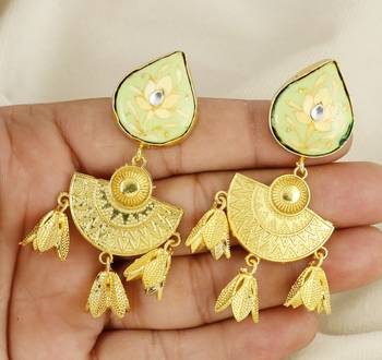 Gold finish ethnic look earrings 3