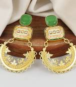 Gold finish green onyx earrings