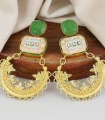 Gold finish onyx statement earrings