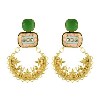 Gold finish onyx statement earrings 2