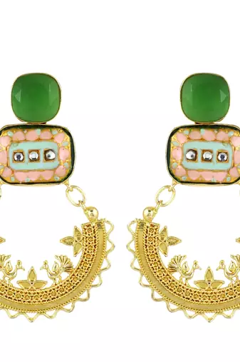 Gold finish onyx statement earrings
