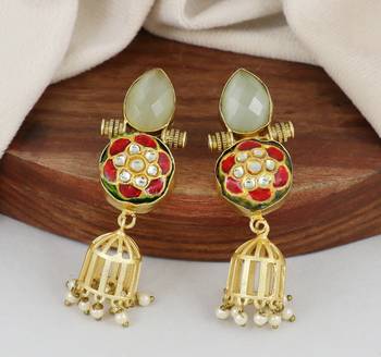 Gold finish handmade dangle earrings 1