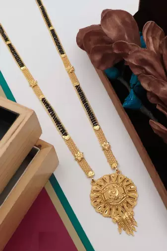 Traditional  gold plated mangalsutra with earring