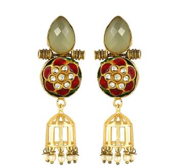 Gold finish handmade dangle earrings 2