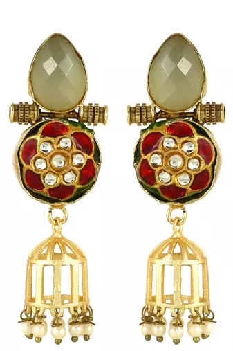 Gold finish handmade dangle earrings