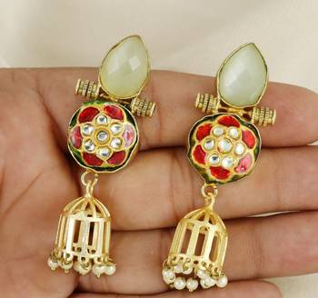 Gold finish handmade dangle earrings 3