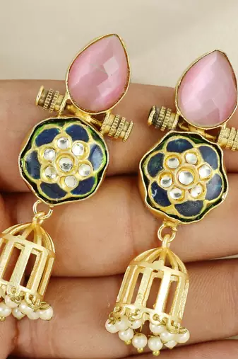 Gold finish vintage style earrings